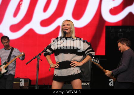 Knebworth, Herfordshire, UK. 31 August, 2019. Jo whiley an der zweiten Cool Britannia Festival auf dem Gelände des Knebworth House. Stockfoto