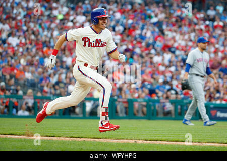 Philadelphia, USA. 31 Aug, 2019. 31. August 2019: Philadelphia Phillies Mittelfeldspieler Adam Haseley (40), die in Aktion während der MLB Spiel zwischen den New York Mets und Philadelphia Phillies am Citizens Bank Park in Philadelphia, Pennsylvania. Credit: Cal Sport Media/Alamy leben Nachrichten Stockfoto