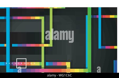 Vektor modernen abstrakten Quadrate Hintergründe. Mit einem Schwarzen und Regenbogen Farbverlauf. Eps 10 Vorlage Stock Vektor