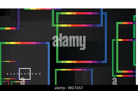 Vektor modernen abstrakten Quadrate Hintergründe. Mit einem Schwarzen und Regenbogen Farbverlauf. Eps 10 Vorlage Stock Vektor