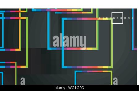 Vektor modernen abstrakten Quadrate Hintergründe. Mit einem Schwarzen und Regenbogen Farbverlauf. Eps 10 Vorlage Stock Vektor