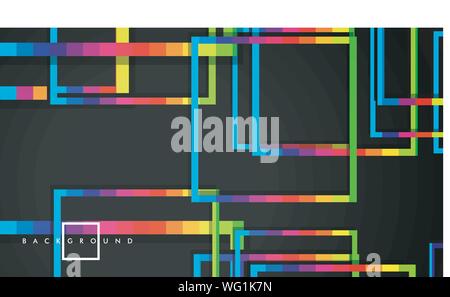 Vektor modernen abstrakten Quadrate Hintergründe. Mit einem Schwarzen und Regenbogen Farbverlauf. Eps 10 Vorlage Stock Vektor