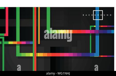 Vektor modernen abstrakten Quadrate Hintergründe. Mit einem Schwarzen und Regenbogen Farbverlauf. Eps 10 Vorlage Stock Vektor