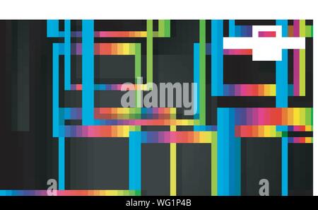 Vektor modernen abstrakten Quadrate Hintergründe. Mit einem Schwarzen und Regenbogen Farbverlauf. Eps 10 Vorlage Stock Vektor