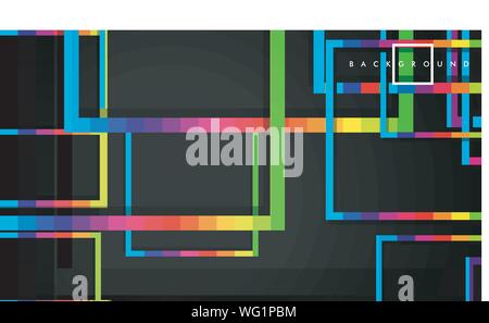 Vektor modernen abstrakten Quadrate Hintergründe. Mit einem Schwarzen und Regenbogen Farbverlauf. Eps 10 Vorlage Stock Vektor