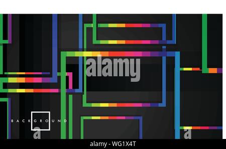 Vektor modernen abstrakten Quadrate Hintergründe. Mit einem Schwarzen und Regenbogen Farbverlauf. Eps 10 Vorlage Stock Vektor