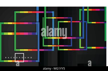 Vektor modernen abstrakten Quadrate Hintergründe. Mit einem Schwarzen und Regenbogen Farbverlauf. Eps 10 Vorlage Stock Vektor