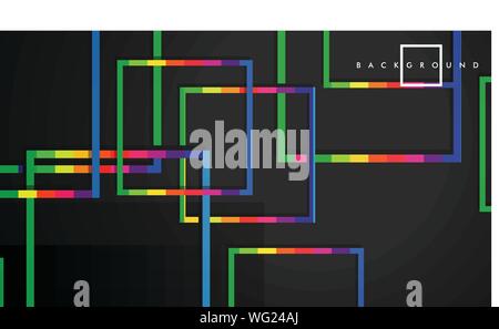 Vektor modernen abstrakten Quadrate Hintergründe. Mit einem Schwarzen und Regenbogen Farbverlauf. Eps 10 Vorlage Stock Vektor