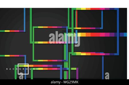 Vektor modernen abstrakten Quadrate Hintergründe. Mit einem Schwarzen und Regenbogen Farbverlauf. Eps 10 Vorlage Stock Vektor