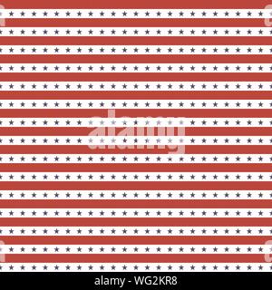 Blue Stars nahtlose Streifen Muster. US Flag Farben weiß, rot Hintergrund - Fabric tuch Designs, Hintergrund, Hintergrundbild etc. Stock Vektor
