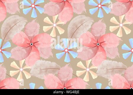 Zarte Blume drucken. Art floral Vektor nahtlose Muster. Stock Vektor