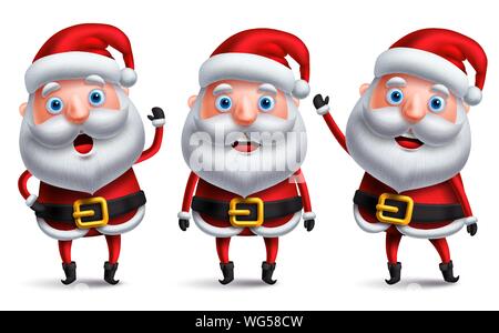 Santa Claus Weihnachten Zeichensatz reden und lächeln beim Stehen und den Verzicht auf die Hände für Weihnachten Elemente und Dekorationen in Weiß zurück isoliert Stock Vektor