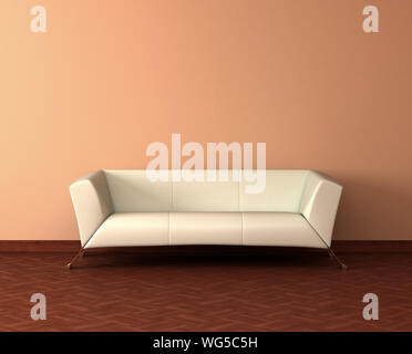 Einzelne weiße Sofa im Wohnzimmer Stockfoto