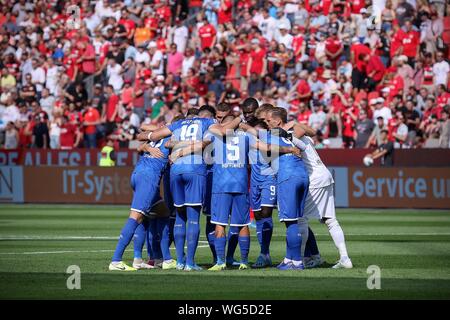 Leverkusen, 31. August 2019: 1.BL - 19/20 - Bayer Leverkusen Vs. TSG 1899 Hoffenheim die Mannschaft der TSG 1899 Hoffenheim / DFL-Bestimmungen verbieten die Verwendung von Fotografien als Bildsequenzen und/oder quasi-Video. // | Verwendung weltweit Stockfoto