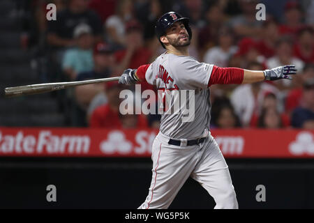 Anaheim, USA. 31 Aug, 2019. 31. August 2019: Boston Red Sox left fielder J.D. Credit: Cal Sport Media/Alamy leben Nachrichten Stockfoto