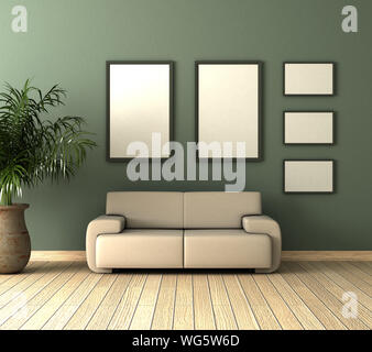 Single beige Sofa im Wohnzimmer Stockfoto
