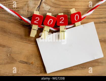 2020, Klammern, Grußkarte, Noel Konzept Stockfoto