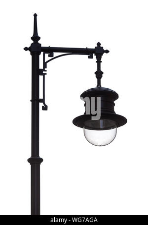 Detail der Straßenlaterne Strassenlaterne, Street Lamp isoliert auf weißem Hintergrund Stockfoto