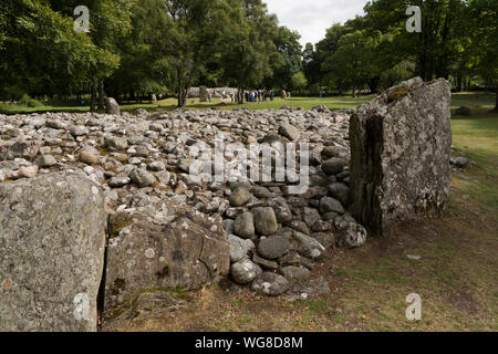 Clava Cairns (Bronzezeit runden Kammer grab Cairn) an balnuaran von Clava. Östlich von Inverness. Hochland. Schottland Stockfoto