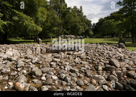 Clava Cairns (Bronzezeit runden Kammer grab Cairn) an balnuaran von Clava. Östlich von Inverness. Hochland. Schottland Stockfoto