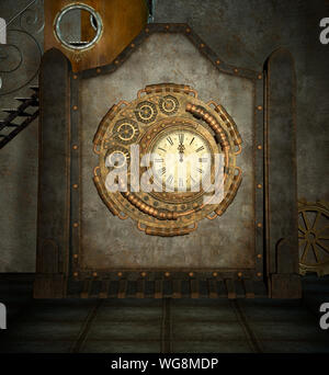 Steampunk goldene Uhr Zimmer Stockfoto