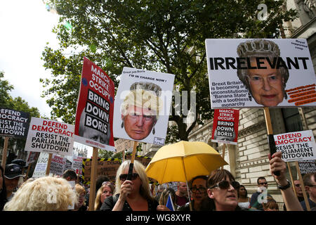 Whitehall, London, Großbritannien, 31. Aug 2019 - Tausende Demonstranten trat der Stopp der Putsch, verteidigen DemocracyÕ Protest außerhalb der Downing Street in Central London. Credit: Dinendra Haria/Alamy leben Nachrichten Stockfoto