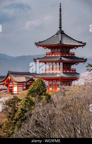 Pagode und Zuigudo Halle der Kiyomizu-dera Tempel, buddhistische Tempel Komplex, Kyoto, Kyoto, Japan Stockfoto