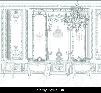 Vintage royal Wohnzimmer Einrichtung mit Möbeln - Vector Illustration Stock Vektor