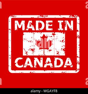In Kanada Stempel gemacht. Hergestellte Gummidichtung Textur. Vector Product Kanadier, Abzeichen Herstellung Gummistempel Abbildung Stock Vektor