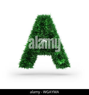 Großbuchstaben grün und Ökologie Font. Buchstabe A. 3D-Rendering Stockfoto