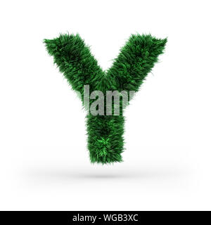 Großbuchstaben grün und Ökologie Font. Schreiben Y. 3D-Rendering Stockfoto