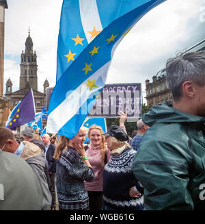 Glasgow, Schottland, Großbritannien. 31. August 2019: Massenprotest in Glasgow gegen die Entscheidung der britischen Regierung, das Parlament (Westminster) zu schließen. Stockfoto