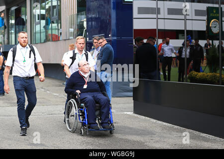 Spa, Belgien. 01 Sep, 2019. 1. September 2019; Spa-Francorchamps Rennstrecke, Stavelot, Belgien; Formel 1 Grand Prix von Belgien, Race Day; Sir Frank Williams - redaktionelle Verwendung. Credit: Aktion Plus Sport Bilder/Alamy leben Nachrichten Stockfoto