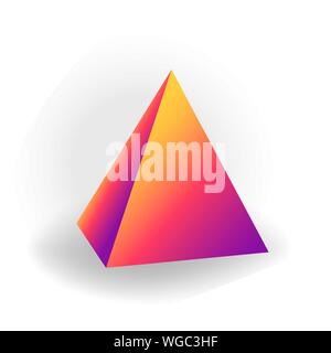 Pyramide - 3D geometrische Form mit holographischen Gradienten auf weißem Hintergrund Vektor isoliert Stock Vektor