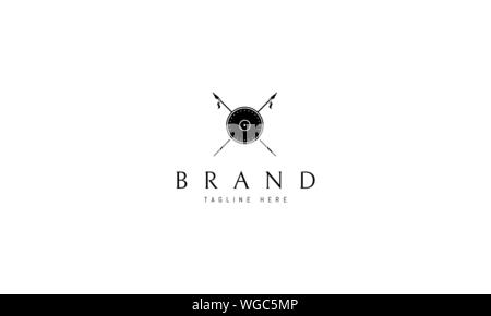 Vektor Logo auf dem das Image eines Schild und zwei gekreuzte Stangen. Stock Vektor