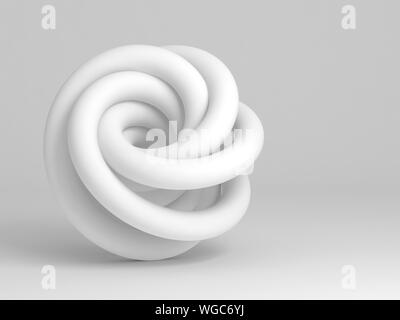 Geometrische Darstellung eines Torus knot. Zusammenfassung der Installation auf weißem Hintergrund. 3D Rendering illustration Stockfoto