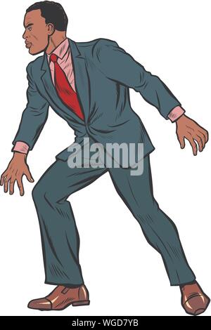 Vorsichtig afrikanische Mann Geschäftsmann. Pop Art retro Vektor illustration Zeichnung Stock Vektor