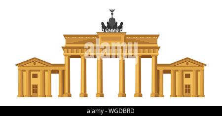 Brandenburger Tor in Berlin. Deutsche Wahrzeichen Abbildung. Stock Vektor