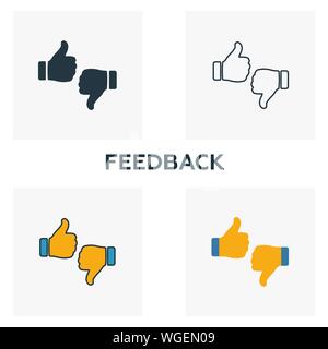 Feedback übersicht Symbol. Thin Line Element aus Crowdfunding icons Collection. UI und UX. Pixel Perfect feedback Symbol für Web Design, Apps, Software Stock Vektor
