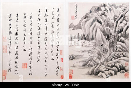 Landschaft in der Art der alten Meister von Dong Qichang (1555-1636), Ming Dynastie datiert 1621 Stockfoto