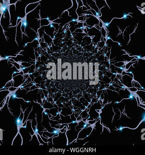 Neuronen mit elektrische Zündungen. Abstrakt Fractal Stockfoto