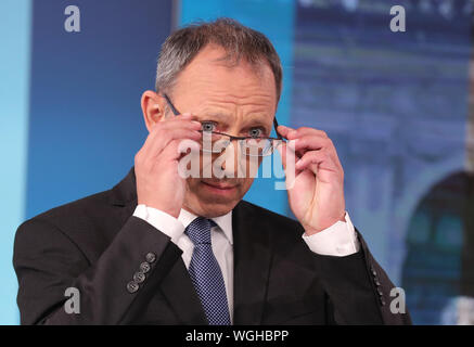 Dresden, Deutschland. 01 Sep, 2019. Jörg Urban, Spitzenkandidat der AfD während der Landtagswahl in Sachsen. Kredite: Jan Woitas/dpa/Alamy leben Nachrichten Stockfoto