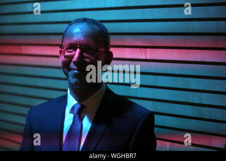 Dresden, Deutschland. 01 Sep, 2019. Jörg Urban, Spitzenkandidat der AfD während der Landtagswahl in Sachsen. Kredite: Jan Woitas/dpa/Alamy leben Nachrichten Stockfoto