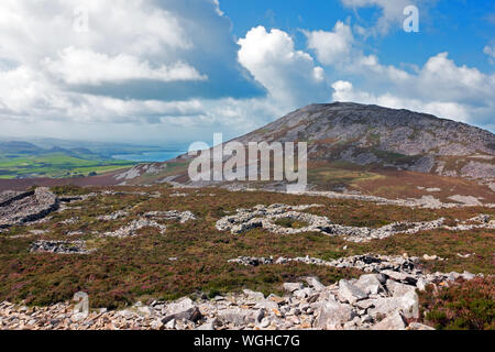 Tre'r Ceiri ist eine eiserne Alter hillfort Zurück zu über 200 v. Chr. zurückgeht. Es ist an der Nordküste der Halbinsel Llŷn im Norden von Wales. Stockfoto