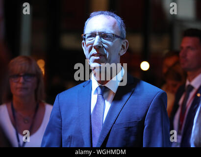 Dresden, Deutschland. 01 Sep, 2019. Jörg Urban, Spitzenkandidat der AfD während der Landtagswahl in Sachsen. Kredite: Jan Woitas/dpa/Alamy leben Nachrichten Stockfoto