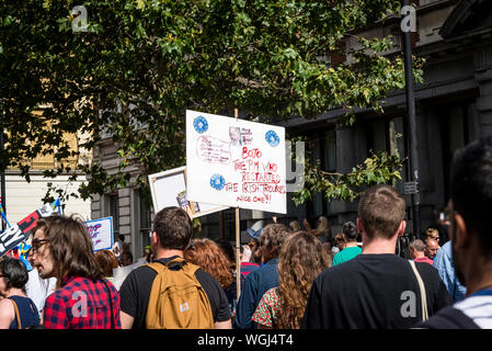 Anti Boris Johnson Plakat, Protest gegen die Aussetzung des Parlaments, London, UK, 31/08/2019 Stockfoto