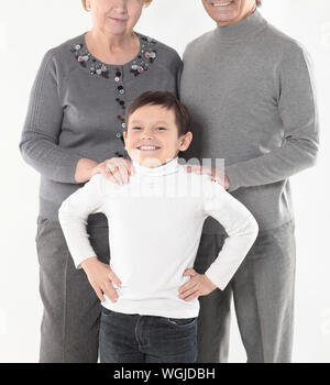 Familie Foto von Oma, Opa und Enkel. Stockfoto