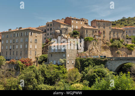 Beeindruckenden mittelalterlichen Bergdorf Sartene in Korsika, Frankreich. Stockfoto