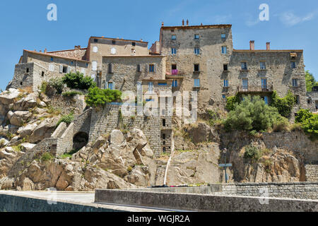 Beeindruckenden mittelalterlichen Bergdorf Sartene in Korsika, Frankreich. Stockfoto