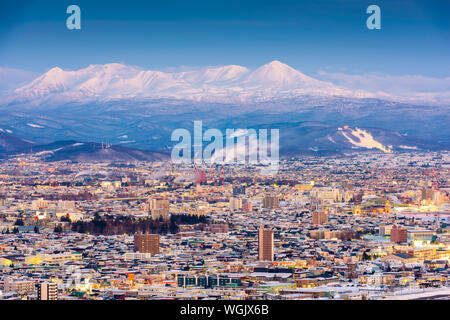 Asahikawa, Japan Winter Stadtbild in Hokkaido. Stockfoto